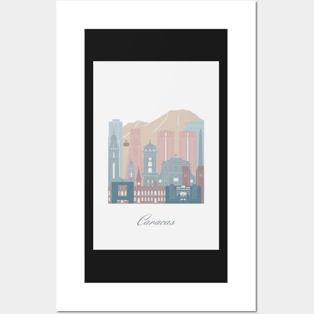 Caracas, Venezuela, map skyline - 03 style Wall Art by GreenGreenDream